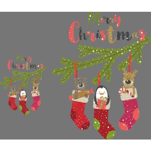 Christmas Gift Patches Washable Heat Transfer Iron-on Stickers For Clothing Patch Cute Christmas Gift Sock DIY Accessory