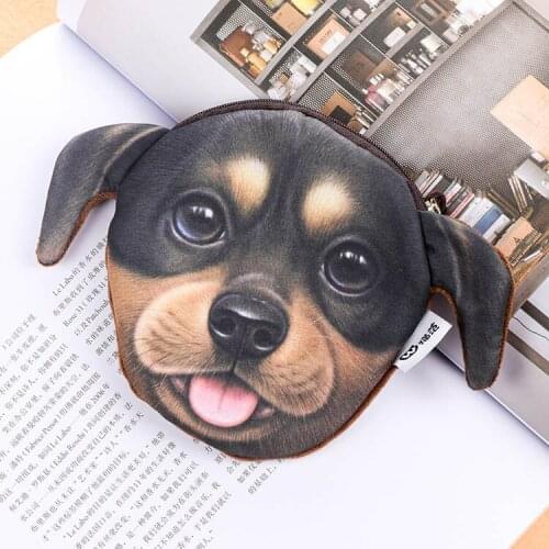 2019 New Cute 3D Printing Wallet Funny Dog Head Coin Purse Animal Small cool change purse kids creative Christmas Gift