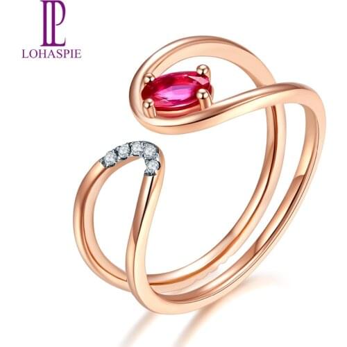 LP Solid 9K 10K 14K18K Rose Line Engagement Rings Gold Natural Gemstone Ruby Fine Diamond-Jewelry Customized For Women