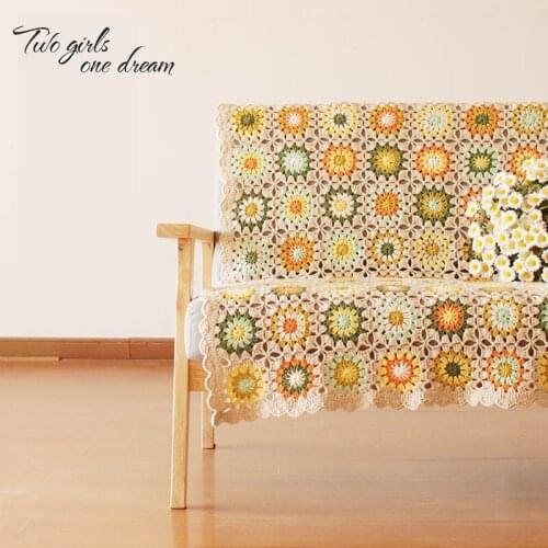 DIY Colourful Daisy Handmade Original Hand Hook Tablecloth Fashion Crochet Blanket Yoga Bolster Crochet Mats Prop Cushion Table