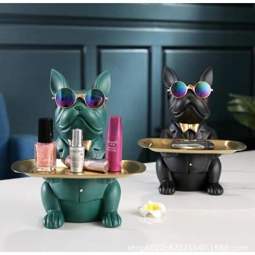 Bulldog Dog Storage Decoration Entrance Door Key Tray Candy Tray Nordic Light Luxury Personality Home Decoration Fruit Tray
