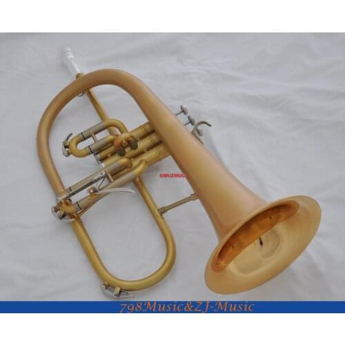 Professional Matt Gold Flugelhorn Monel Valve Bb Key Flugel horn Case