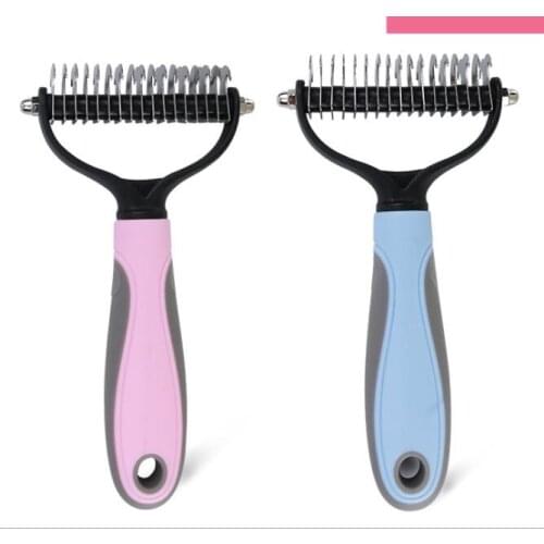 Comb hair cutter for dog Grooming Shedding Tools Pet Cat Hair Removal Comb Brush Double sided Pet Products Suppliers