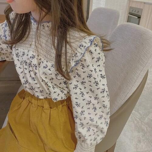 Girls' shirt 2021 autumn new girls' Korean floral shirt long sleeve childrens top doll shirt