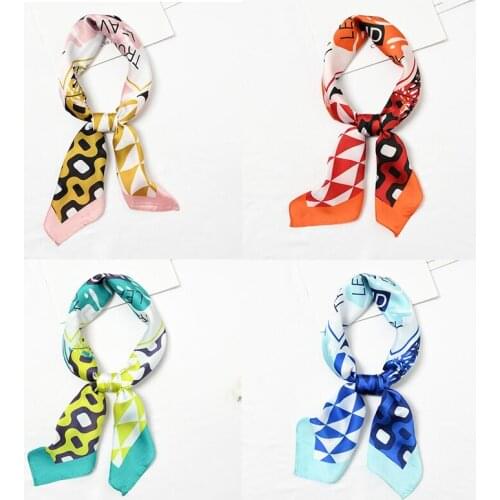 Yishine Wholesale 20pcs 4 Colors Multifunction Geometric Leave Women Satin Wraps Scarves Shawl Polyester Silk Scarf Handkerchief
