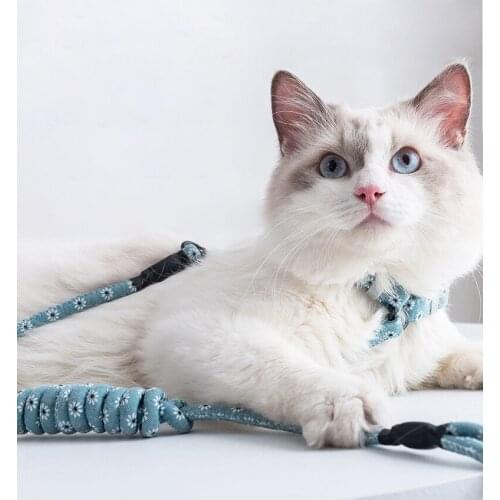 SHUANGMAO Pet Cat Dog Collar Harness Leash Adjustable Nylon Traction Kitten Halter Collar Gato Cats Products Pets Harness Belt