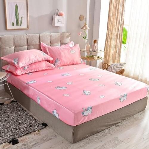 Cute Cartoon Unicorn Satin Silk Fitted Sheet Faux Ice Silk Bed Sheet Mattress Protector Cover Twin Queen Size (no Pillowcase)