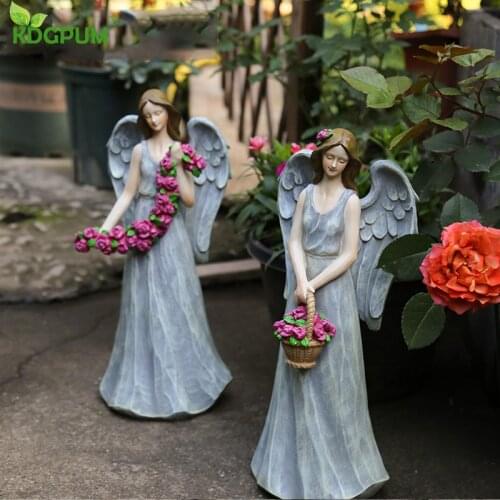 Nordic Creative Angel Flower Fairy Resin Sculpture Decoration Garden Living Room Garden Decoration Gardening Decoration Supplies