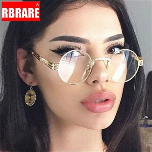 RBRARE Steam Punk Sunglasses Men Metal Round Shades Male Clear Sun Glasses Hip Hop Sunglasses For Women Men Gothic
