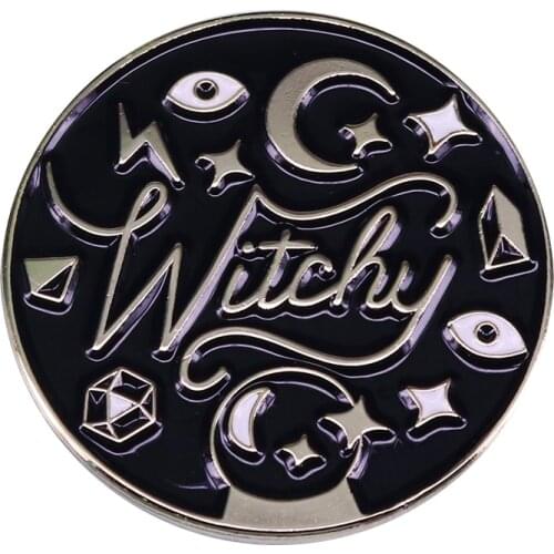 Witchy badge weird Goth Halloween jewelry