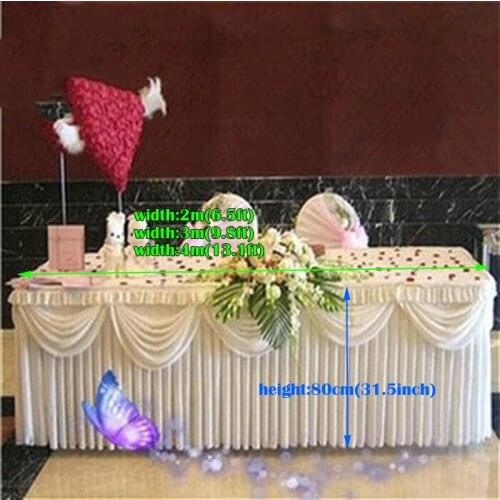 Wedding supplies White luxury Table Skirt With drape for Wedding Table Skirting Table cloth pleated