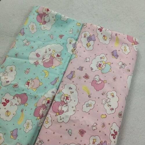 So Cute Pink & Green Angel Baby Pricesss 100% cotton twill cotton Fabric quilting home decor patchwork telas baby cloth