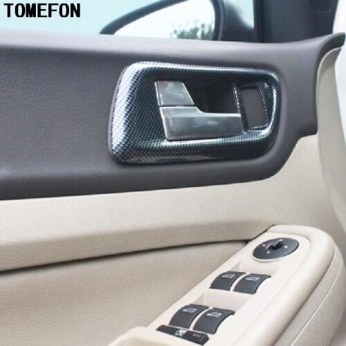 TOMEFON For Ford Focus 2009 2010 2011 LHD ABS Carbon Fiber Paint Inner Door Handle Cover Bowl Interior Trim 4pcs