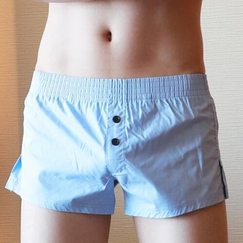 New Arrival Cotton Men Arrow Pants Plaid Soild Casual Boxer Underwear Man Home Soft Shorts Breathable Sleepwear Homewear