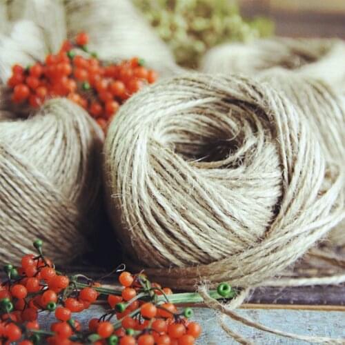 Natural Jute Rope 2* 50 m /ball 2 strands For DIY Home Decoration Hand Twisted Cord For Packing/Tag/ DIY Hand Craft Supplies