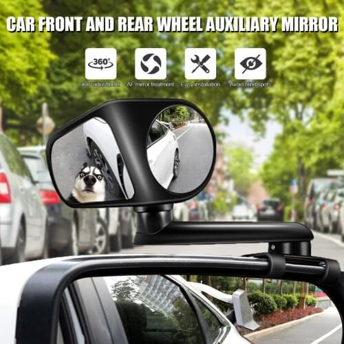2PCS 360 Degree HD Car Blind Spot Mirror Rotatable Adjustable 2 Side Wide Angle Exterior Auto Rear View Mirror Parking Mirror