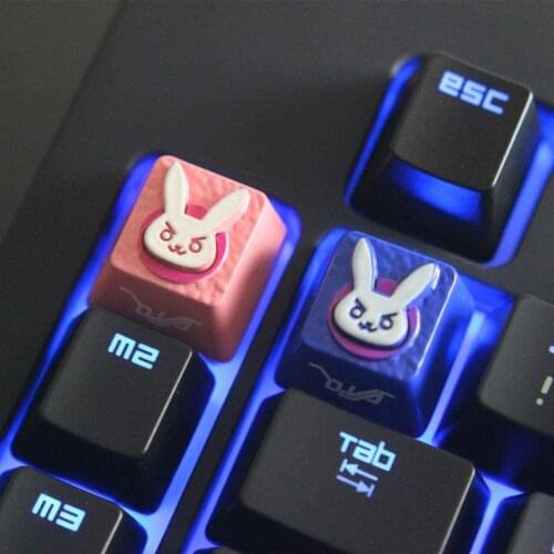 1pc Mugen DVA Blue Custom Overwatch Gaming Keycaps For Cherry MX Switches - Fits Most Mechanical Keyboards - With Keycap Puller