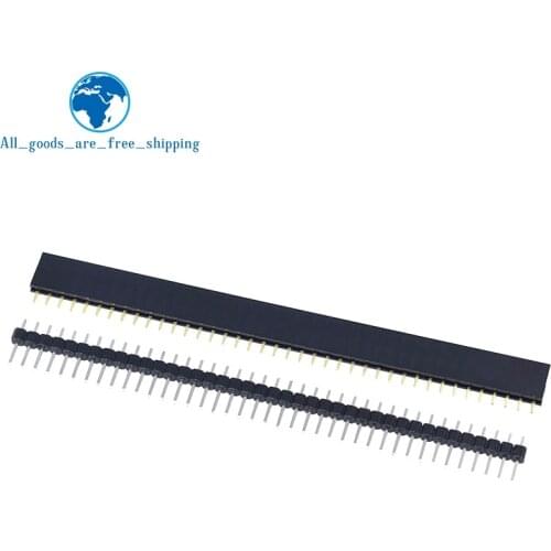 20pcs 10 pairs 40 Pin 1x40 Single Row Male and Female 2.54 Breakable Pin Header PCB JST Connector Strip for Arduino Black