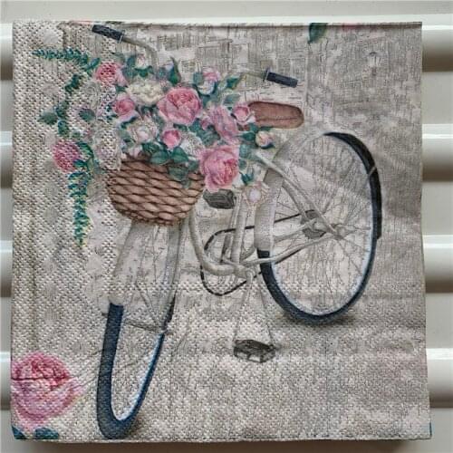 20 vintage napkins paper tissue printed pink flower butterfly bike decoupage serviettes wedding party table decor handkerchief
