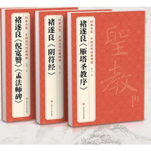 3pcs Chu Suiliang Regular Script Copybook Chinese Inscription Calligraphie Copybook Set Enlarge Chinese Characters Practice Book