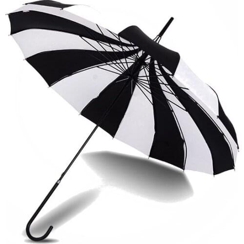 50Pcs Black And White Design Princess Royal Sun Umbrella Lady Pagoda Long-Handled Umbrella Christmas Gift