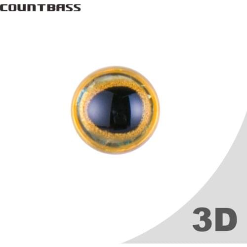 7mm Silver Molded 3D Holographic Fishing Lure Eyes,Tear Drop Pupil With Gold Rims 3D Fishing Lure Eyes,Bass Flying Jigs Eyes
