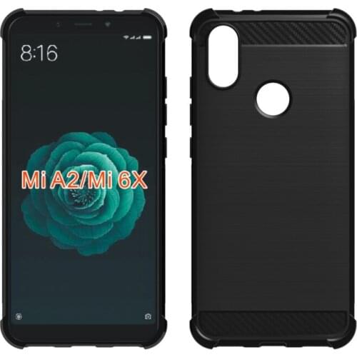 Shock Absorption Cover Soft TPU Anti Scratch Carbon Fiber Design Back Case for Xiaomi Mi A2/Mi 6X