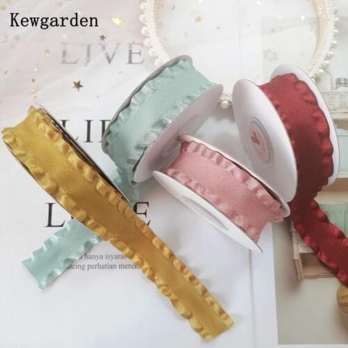 Kewgarden 1-1/2" 1" Sanding Folded Edge Satin Ribbons DIY Bowknot Ruffle Ribbon Handmade Tape Clothing Accessories 10 Yards