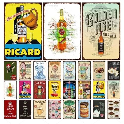 Tea Time Sweet Treats Metal Tin Signs Coffee Bear Vintage Plate Retro Iron Painting Wall Decor Kitchen Sitting And Dining Room