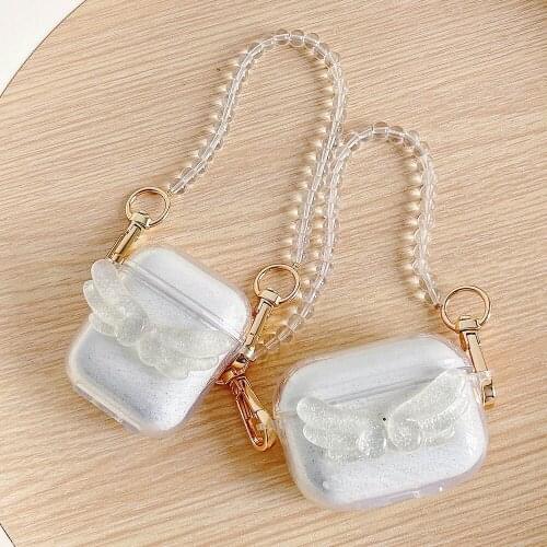 Angel Wings Cover For Airpods 1 2 Bracelets Lanyard Chain Strap Clear Case for Apple Airpod pro Wireless Earphone Charging Box