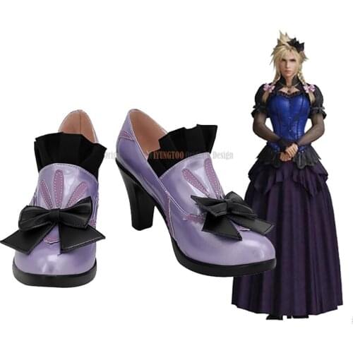 Cloud Strife Purple Shoes Cosplay Final Fantasy VII Remake Cloud Cosplay Boots High Heel Shoes Custom Made