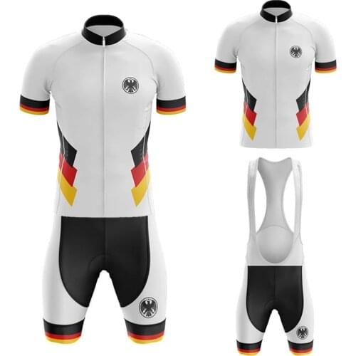 Germany New Cycling Jersey Set Short Sleeve Bike Clothing And Bib Shorts Gel Breathable Pad Maillot Ciclismo Hombre