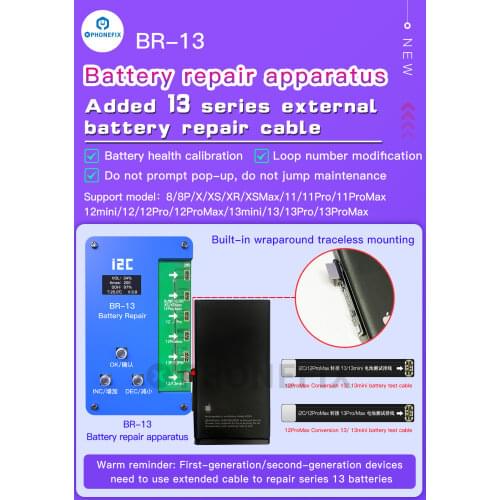 I2C BR-11 Battery Efficiency External Panel Flex Cable for iphone 11-12 pro max Non-Genuine Battery Warning Pop Ups Removing