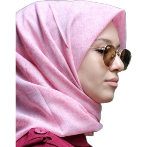Hijabscarf muslim fashion islamic head turban linen pink 100*100 made in Turkey