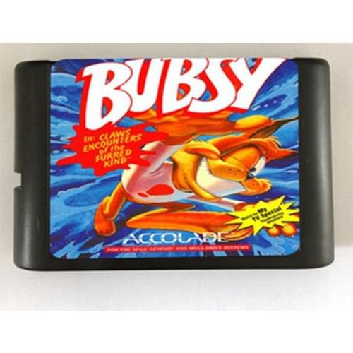 Bubsy Game Cartridge Newest 16 bit Game Card For Sega Mega Drive / Genesis System