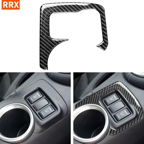 Carbon Fiber Center Console Stickers Seat Adjustment Button Frame Trim Cover Decal For Nissan 370z z34 2009-2019 Car Accessories