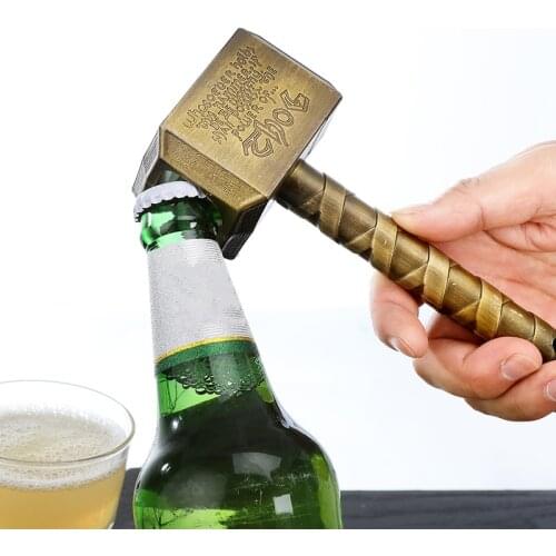 Silver Beer Bottle Openers Multifunction Hammer Of Thor Shaped Beer Bottle Opener With Long Handle Bottler Opener Beer