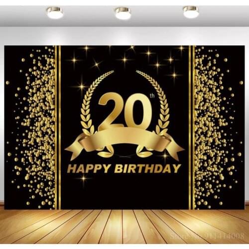 Sweet Gold Polka Dot 20th 30 40 50 60 70 Birthday Photo Backdrop Birthday Party Customized Photo Background Photo Studio