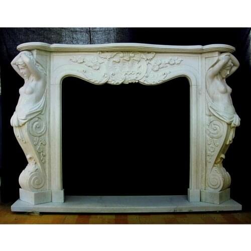 Marble fireplace mantel American style fireplace with goddess sculpture