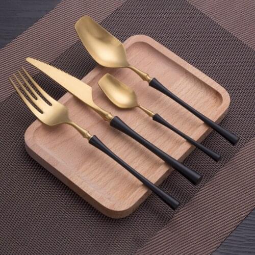Golden Food Tableware Set Stainless Steel Forks Knives Spoons Cafe Office Luxury Cutlery Set Home Hotel Cafe Office Dinnerware