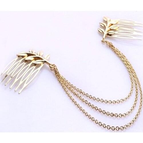 New Accessories Tiara Leaves Chain Tassel Hair Accessories Leaves Barrette Headwear Ladies Hair Pins