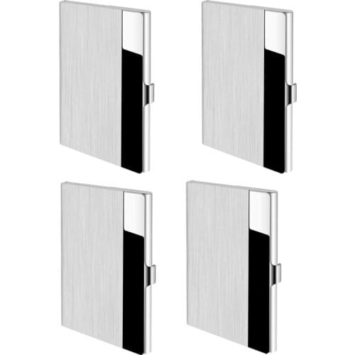 NEW-Business Card Cases 4 Pack Business Card Holders, Stainless Steel Storage Holders Pocket Cases for ID Cards Credit Cards