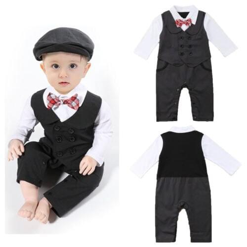 Autumn Winter Boys Kids Sets Gentlemen Romper Shirt Pants Childrens Cotton Clothes Baby Boy Clothing Long Sleeve Suit