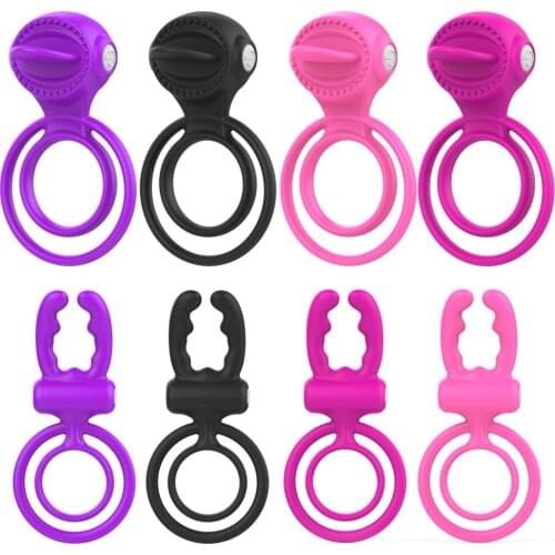 Sex Shop Toys Vibration Silicone Penis Ring Male Delayed Ejaculation Tongue Licking Clitoris Built-in Battery For Couple Rings