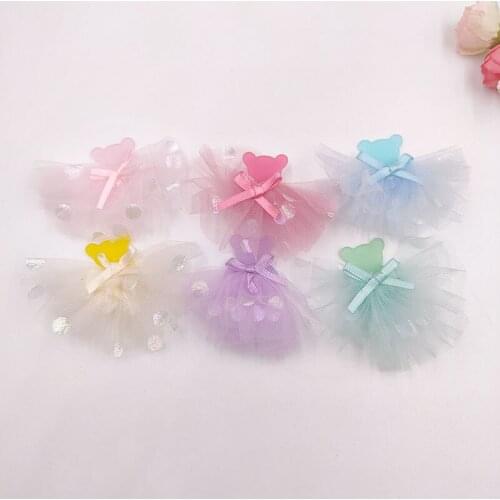 10Pcs/lot 6cm Acrylic bear mesh Appliques for DIY Hat Clothes Leggings Sewing Supplies Headwear Decor Patches