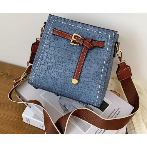 Broadband Pu Leather Womens Shoulder Bag Brand Designer Small Messenger Handbag Alligator Pattern Female Crossbody Bucket Bags