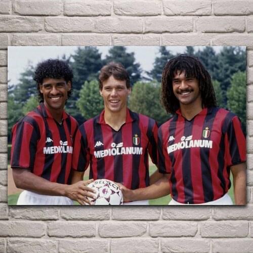 Footballers soccer marco van basten Frank Rijkaard ruud gullit living room home wall art decor wood frame fabric posters KL352