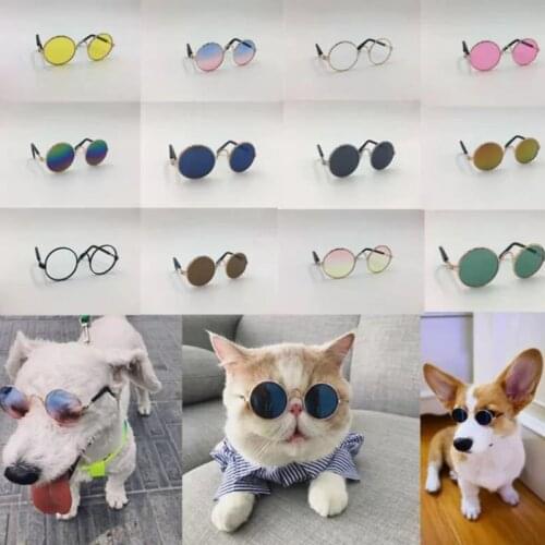 Pet Products Lovely Vintage Round Cat Sunglasses Reflection Eye wear glasses For Small Dog Cat Pet Photos Props Accessories