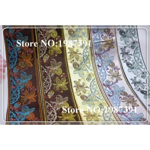 Mix 5yards/lot wide 6cm Woven Jacquard Ribbon flowers pattern curtain and clothing accessory LS-5546