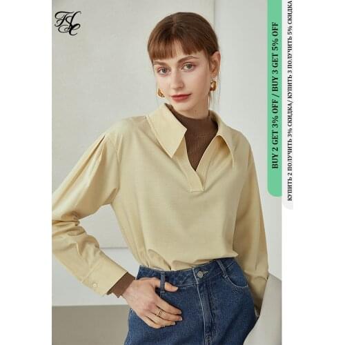 FANSILANEN Womens Tops Long Sleeve V-Neck Polo Neck Casual Top Shirt Women Fashion Clothes Woman 2021 Women Shirts Blouses